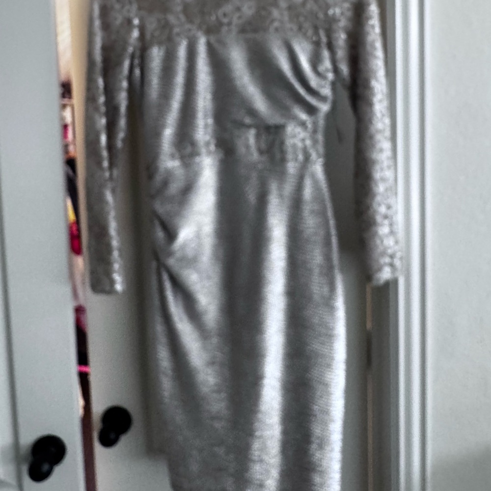 David Meister Gold Long Sleeve Dress